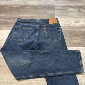 Levis 505 Medium Wash Blue Mens 34x32 Regular Fit Straight Leg Jeans Red Tab